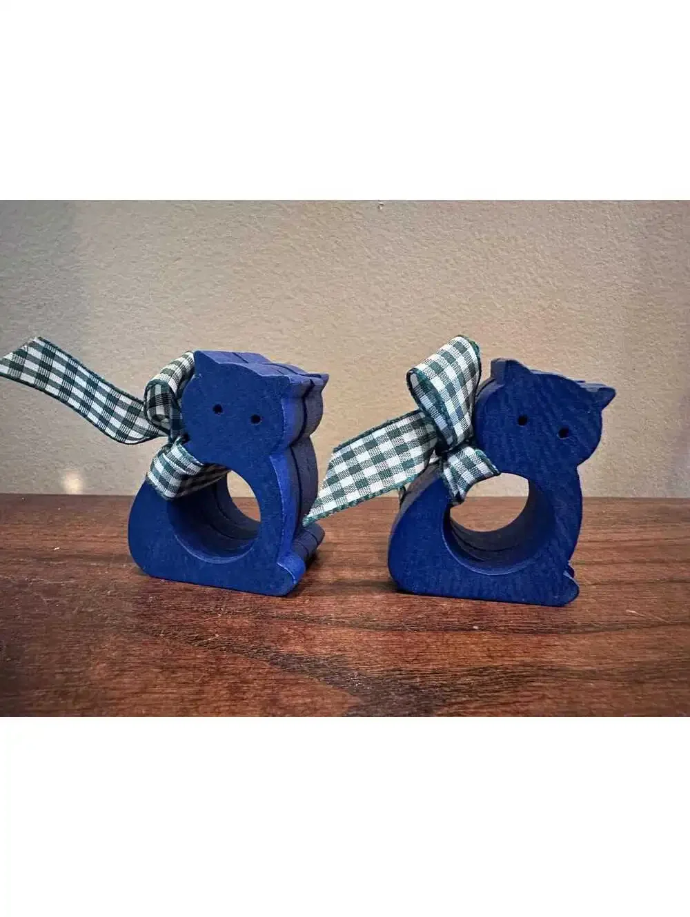 Vintage Aarikka Finland Cobalt Blue Cat Napkin Rings Set of 4